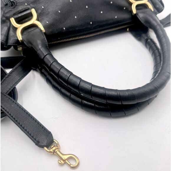 Chloe Medium Black Leather Studded Marcie Convertible 2way Satchel Ltd Edition - Picture 13 of 16